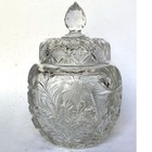C1900 Antique American Brilliant Cut Glass Jar   Underplate Antique Canister