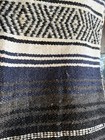 Mexican Serape Blanket Shawl Poncho Navy Blue Black Fringe New 71x47