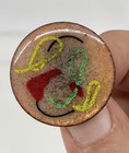 Vintage Mid Century Modern Enamel Abstract Brooch Pin Copper 1960s 70s Retro