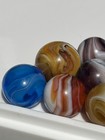 Vintage Akro Agate Company Slag Pattern Glass Marbles Lot Of 6 Sizes In Photos