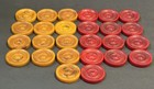 Vintage Bakelite Backgammon Butterscotch   Red Swirl Translucent Red 26 Pieces