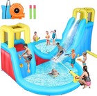 Giant Kids Inflatable Water Double Slides Bounce House Splash Pool W 520w Blower