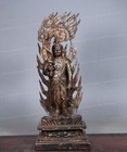 Antique Brass Acala Statue - 11 4 x4 7  Heavy Cinnabar Painted Buddhist Art