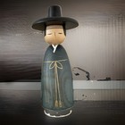 Vintage Korean Kokeshi Style Kaya Doll Wood Figure Traditional Hanbok Gat Hat 9   