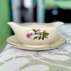 Vtg Kitchen Dainty Floral Pink Rose Elegant Sauce Boat Table Display Serveware