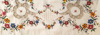 Vtg Ecru Hand Cross Stitch Cutwork Crochet Tablecloth 66 x84    8 Napkins