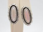 Native American Navajo Indian P Attakai Sterling Silver Mother Of Pearl Earrings