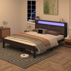 Led Light Bed Frame Full queen king With 2-tier Storage And Charging Station