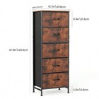 Tall Rust Brown 5 Drawer Dresser Storage Organizer Tower Fabric Chest Wood Top