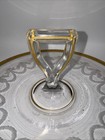 Vintage Glass Sandwich Tray Center Handle Gold Decorative Trim etched Glass 10 5