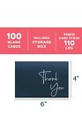 Vns Creations 100 Pack Thank You Cards With Envelopes   Stickers - Classy 4x6 Bl