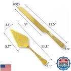 Swtool Gold Wedding Cake Server Set - Engraved Stainless Steel Cake Knife And
