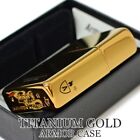 Zippo Armor Case Titanium Gold Side Logo Oil Lighter Etching Brass Japan New