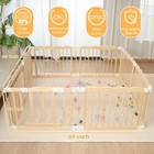 Wooden Baby Playpen 69x69 Inch Foldable Toddler Fence With Safety Lock