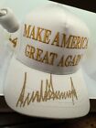 President Donald J  Trump Signed Autographed White gold Maga Hat Cap Rare 