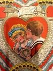 Vintage Embossed Lace Heart Valentine Card  to One I Love  Die Cut 5  X 4 75 