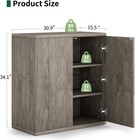 Fluted Sideboard Buffet Cabinet  Wood Storage Credenza For Kitchen