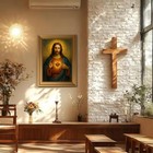 Vintage Gold Framed Wall Art 9x11 Inch Sacred Heart Of Jesus Paintings Pictur   