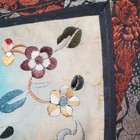 Antique Vintage Silk Embroidery Mat Floral Embroidered Fabric Textile Art