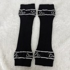 Authentic Christian Dior Logo Knit Leg Warmers Black Cotton Women Made In France