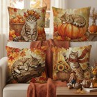 4 Pack Fall Cat Pillow Covers 18 X 18 Inch