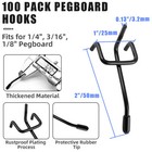 100pcs 2 Inch Pegboard Hooks  Stainless Steel Peg Board Shelving Hook  Garage   