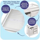 Modern Baby Changing Table - Nursery Furniture With Laundry Hamper And 3 Stor   