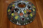 Antique 18  Art Nouveau Stained Leaded Glass Leaded Glass Lamp Shade Tulips