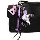Purple Mini Sneaker Bag Charm B-heart Braided Rope Cute Keychain Girls Gift