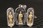 36g S925 Silver Handmade Buddha Kwan-yin Figure Collectable Box Pendant Netsuke