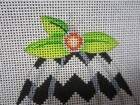 Needlepoint Canvas Ornament Halloween Pumpkin Black   White Hand Painted