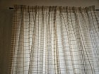 Vintage 70s Mid Century Mod Woven Curtain Panel Beige Brown Plaid 37 x 83 