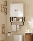 Bathroom Wall Cabinet  White Medicine Cabinet With Towel Rack