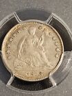1858 Seated Liberty Half Dime   Pcgs Au53   Mintage 3 500 000   R-4 4