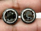 2ct Round Cut Simulated Black Diamond Halo Stud Earrings 14k White Gold Plated