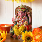 Hindu God Ganesha Statue Figurine - Indian Idol Sitting Lord Ganesh Sta