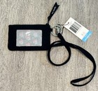 Vera Bradley Ultralight Zip Id Case And Lanyard Black Free Shipping Nwt