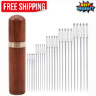 25pcs Large Eye Sewing Needles Set Easy Thread Embroidery With Wood Needle Case