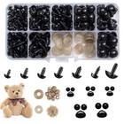 270 Pcs Safety Eyes Noses Plastic Black Teddy Bear Doll Making Craft Washers