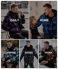 Zity Mens Sherpa Flannel Shirt Jacket Plaid Fleece Lined Hoodie Large  Purple 