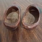 Antique Early Childrens Wooden Shoes Clogs Primitive Design Painted Green