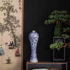 Chinese Blue And White Vase  Antique Handmade Ceramic Flower Vase  Decorative Gl
