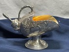 Vintage Raimond Silver Plate And Copper Pedestal Sugar Scuttle With Scoop Euc