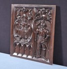 Vintage French Solid Beech Wood Highly Carved Neo Gothic Panel With Knight