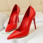 Women s High Heel Pointy Toe Faux Leather Shoes Office Dress Work Ol Court Pumps