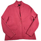 Talbots 100  Merino Wool Sweater Blazer Women   s M Coral 2-button Knit Jacket