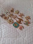 Lot Of 14 22-30 Mm   Stamped  Button Zipper Designerbutton  Chanel Gucci Charm 