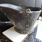Vintage Antique Coal Scuttle Steel Bucket 18 Or 16 Primitive Decor Painted Holes
