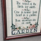 Vintage 1991 Country Garden Cross Stitch Framed Wall Art Ducks Flowers Decor