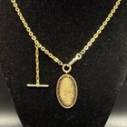 Vintage 12k Gold Filled Watch Chain Fob Necklace  T-bar  Dog Clip  Filigree